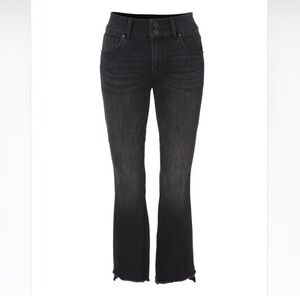 Cabi 4519 Hi-Low Crop In Washed Faded Black Denim Jeans Size 4